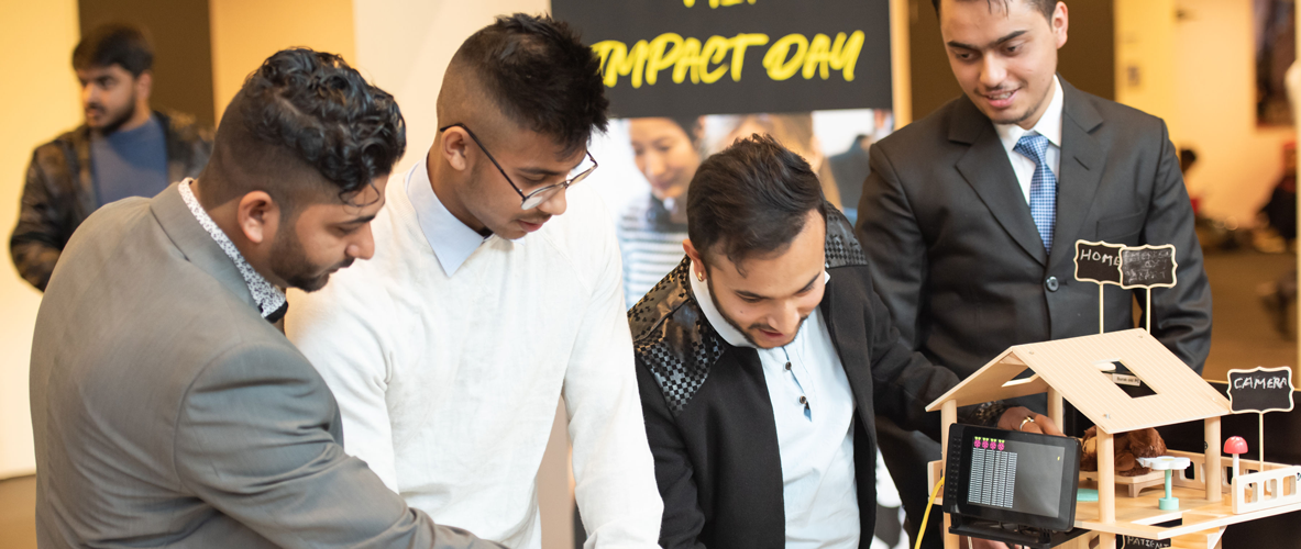 Students displaying their project